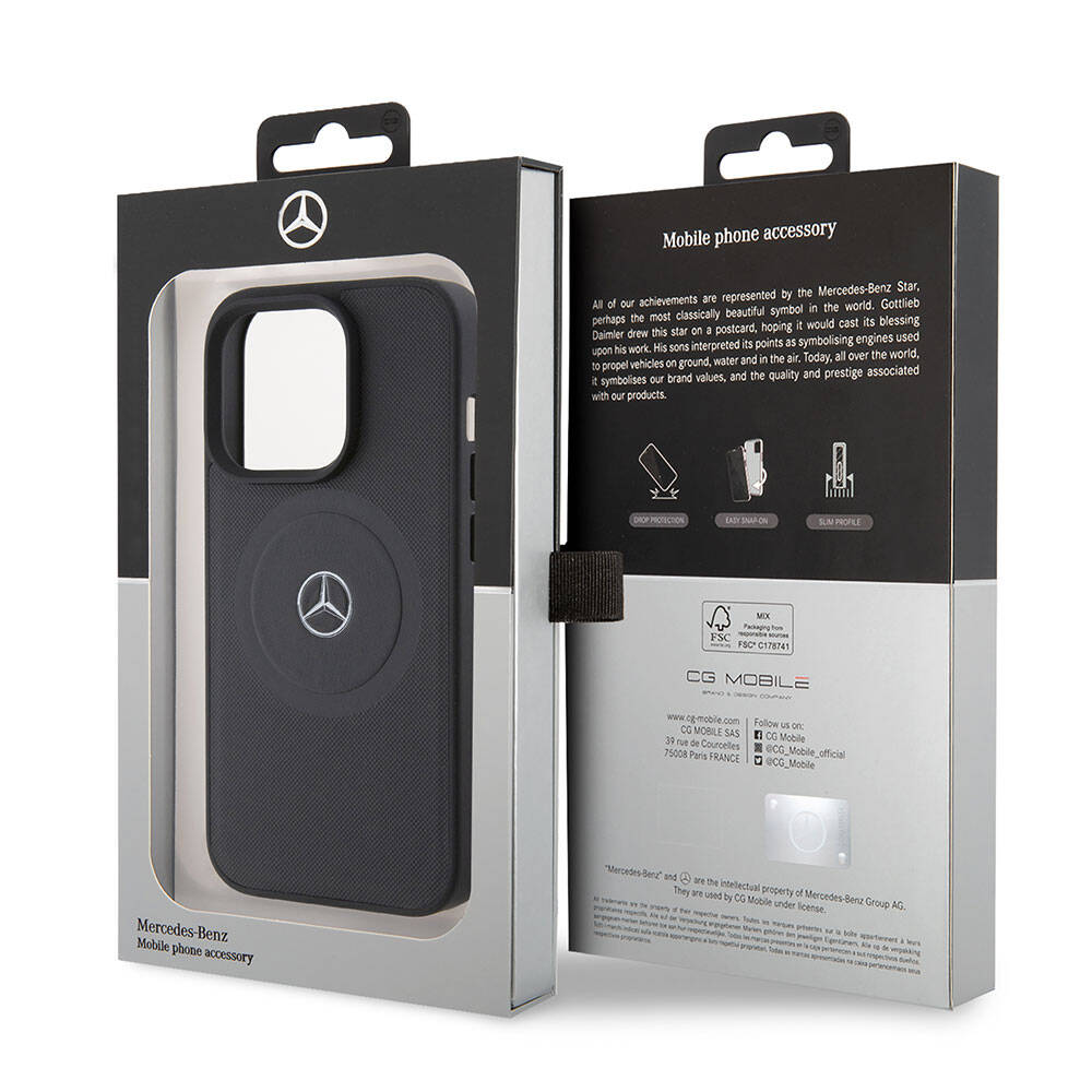 Mercedes Benz iPhone 15 Pro Orjinal Lisanslı M-safe Şarj Özellikli Pike Desenli Baskı Logolu Deri Kılıf Mercedes Benz iPhone 15 Pro Orjinal Lisanslı M-safe Şarj Özellikli Pike Desenli Baskı Logolu Deri Kılıf